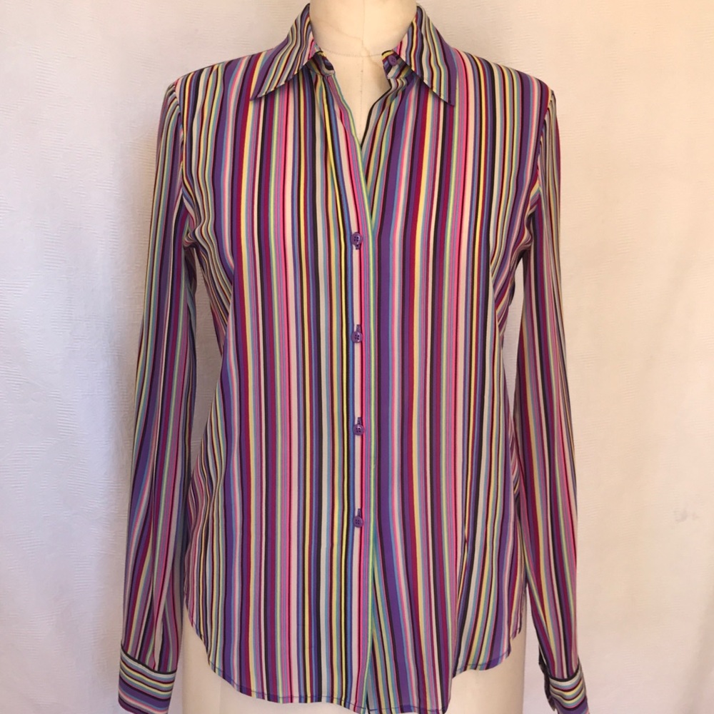 Laundry by Shelli Segal multi colour silk blouse.